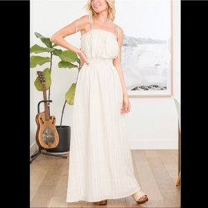 Lulu's Ivory Striped Tie-Strap Maxi Dress